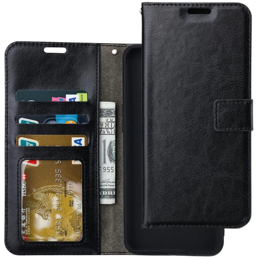 iPhone X/XS Hoesjes – Portemonnee Bookcase – Pasjeshouder – 2x Full Screenprotector – Zwart-Ilumina Benelux