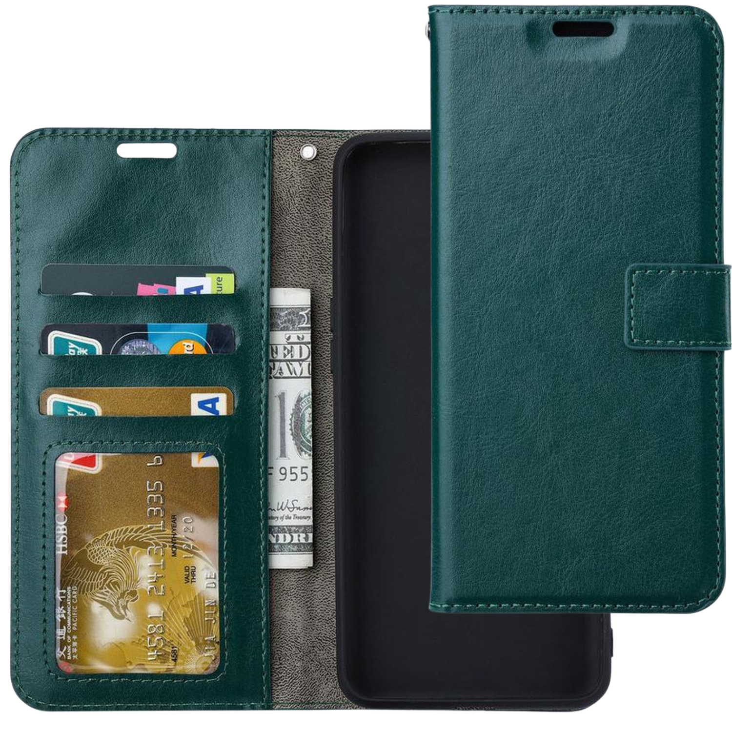 Portemonnee Book Case Hoesje + 2x Screenprotector Glas Geschikt voor: Samsung Galaxy S25 - Groen