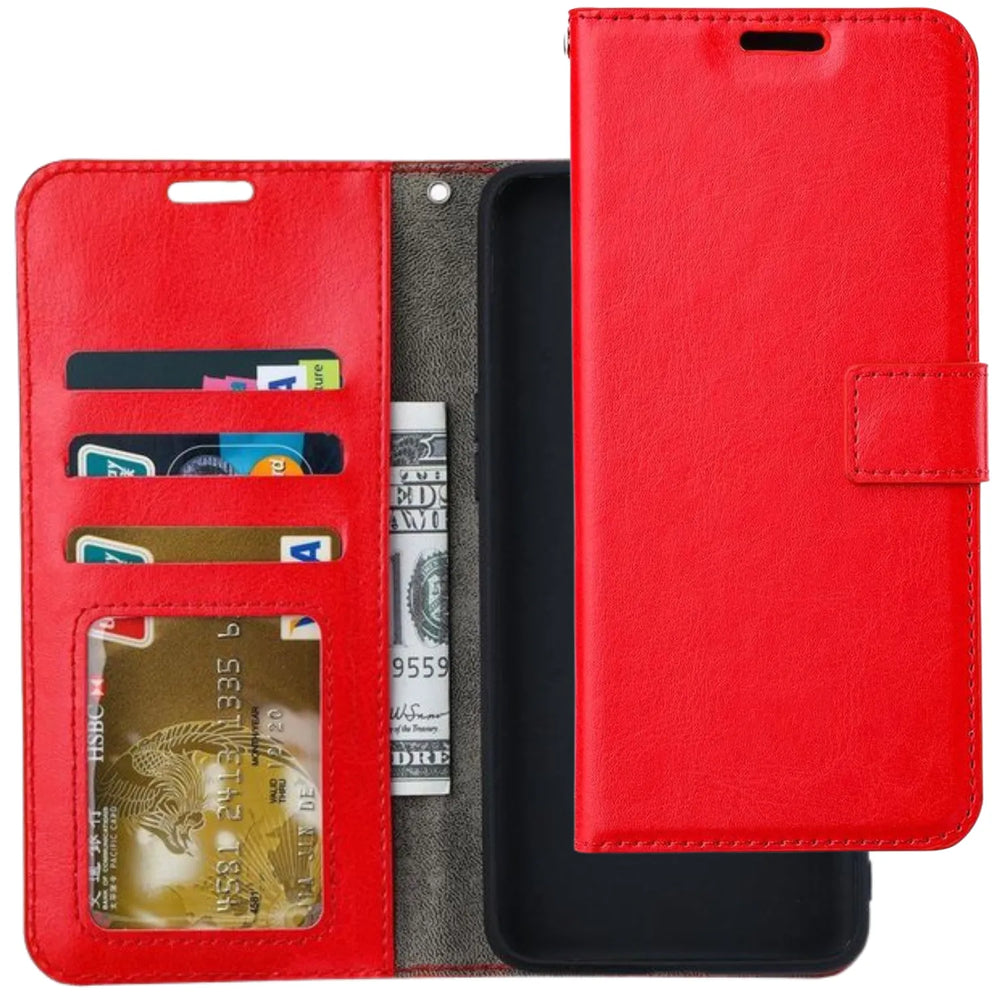 iPhone XR Hoesjes – Bookcase Portemonneehoes – Magneetsluiting – Inclusief 2x Full Screenprotector – Rood-Ilumina Benelux