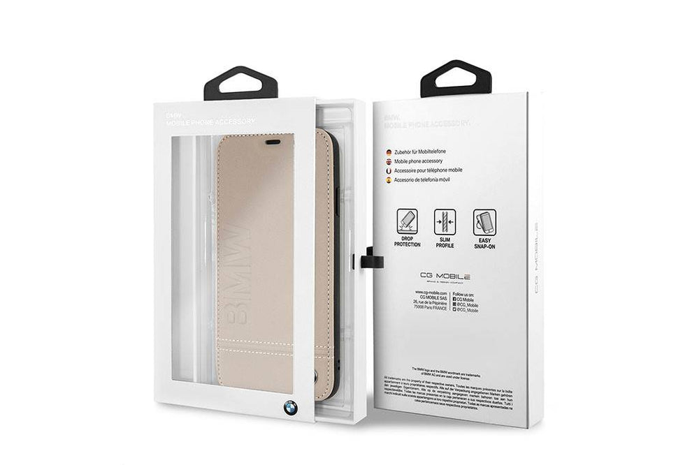 BMW Beige iPhone Xs Max - Book Case - Stijlvol - Leer - Met pashouder-Hoesjes-Ilumina Benelux