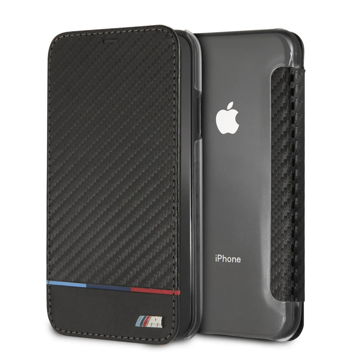 BMW hoesje iPhone XS Max - Book Case - Smooth Leather - Tricolor Stripe-Hoesjes-Ilumina Benelux