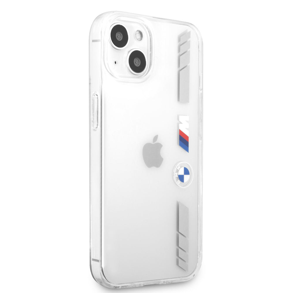 BMW iPhone 13 Mini Hardcase Backcover - Silver Stripes - Transparant-Hoesjes-Ilumina Benelux