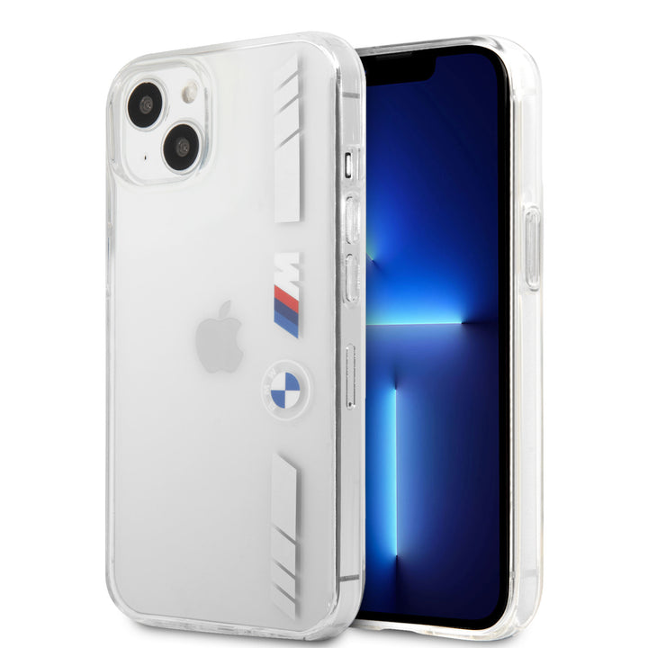 BMW iPhone 13 Mini Hardcase Backcover - Silver Stripes - Transparant-Hoesjes-Ilumina Benelux