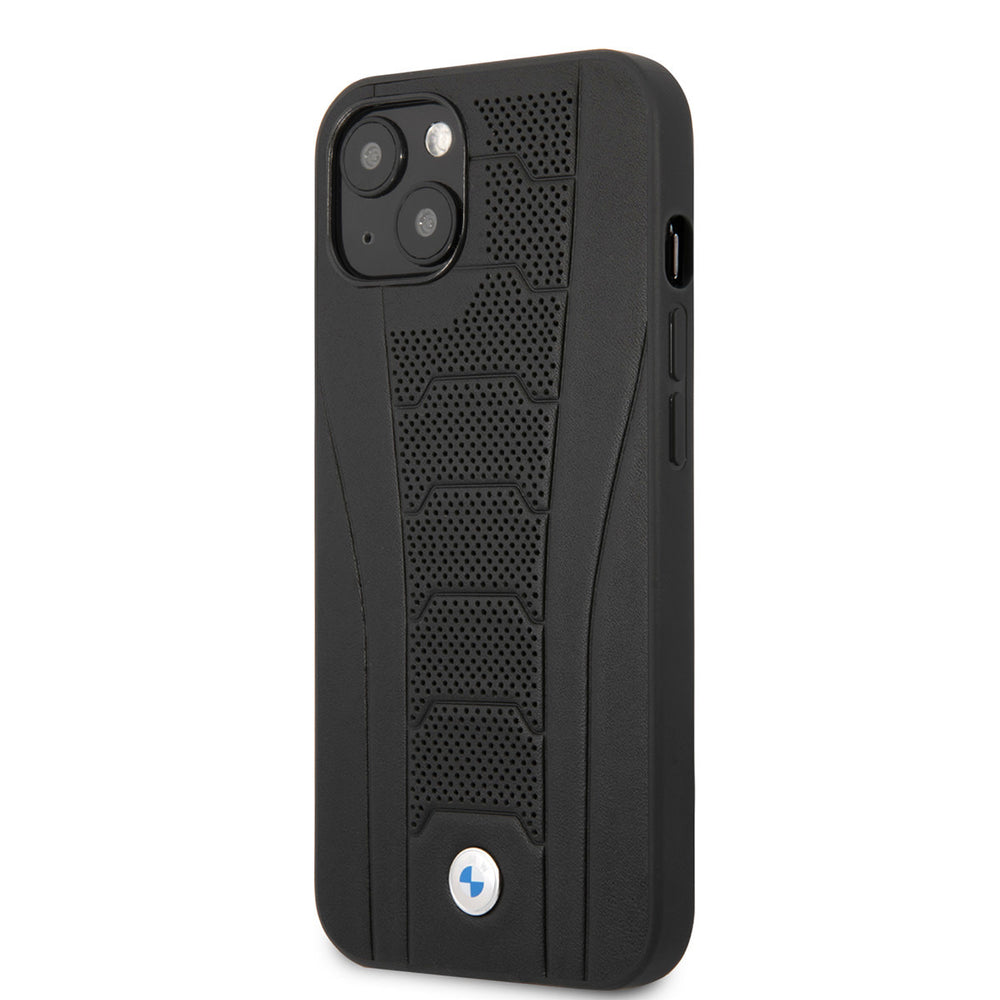 BMW iPhone 13 Mini Hardcase Backcover hoesje - Perforated Deboss Lines - Zwart-Hoesjes-Ilumina Benelux