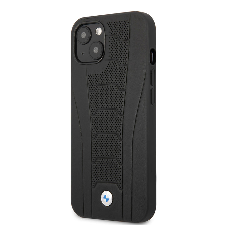 BMW iPhone 13 Mini Hardcase Backcover hoesje - Perforated Deboss Lines - Zwart-Hoesjes-Ilumina Benelux