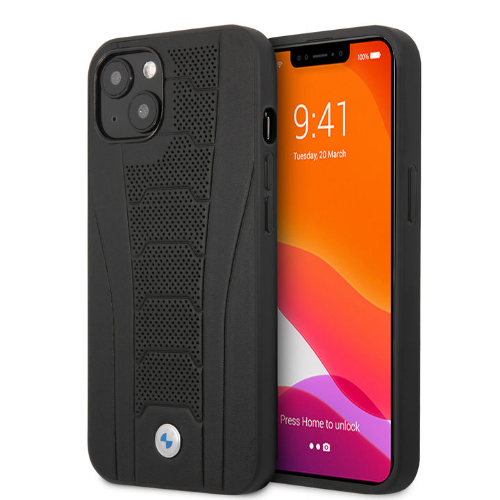 BMW iPhone 13 Mini Hardcase Backcover hoesje - Perforated Deboss Lines - Zwart-Hoesjes-Ilumina Benelux