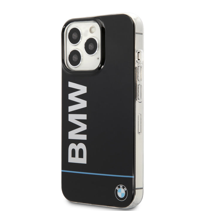 BMW iPhone 13 Pro Backcover hoesje - Blue Line - Big Logo - Zwart-Hoesjes-Ilumina Benelux
