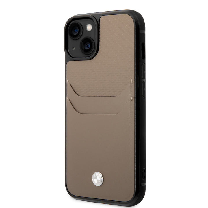 BMW iPhone 14 & 13 Hardcase Backcover - Card holder - Taupe-Hoesjes-Ilumina Benelux