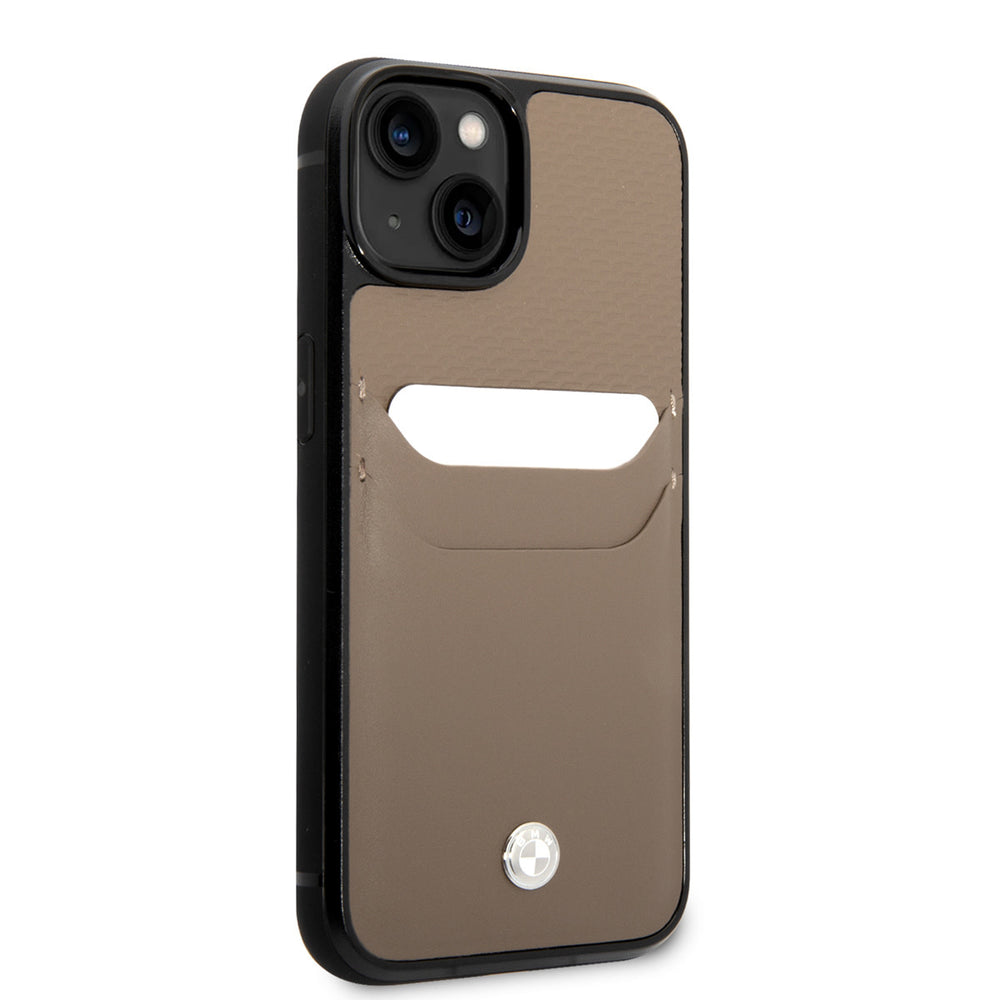 BMW iPhone 14 & 13 Hardcase Backcover - Card holder - Taupe-Hoesjes-Ilumina Benelux
