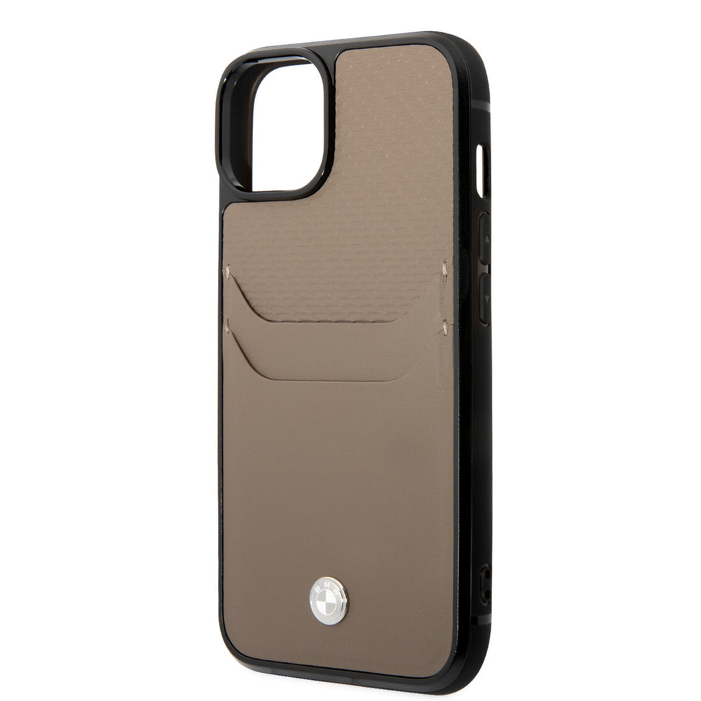 BMW iPhone 14 & 13 Hardcase Backcover - Card holder - Taupe-Hoesjes-Ilumina Benelux
