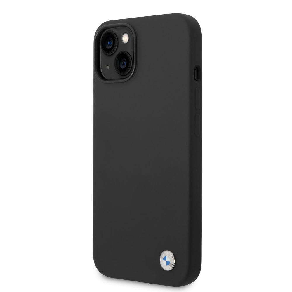 BMW iPhone 14 & 13 Silicone Backcover - Metal Logo - Zwart-Hoesjes-Ilumina Benelux