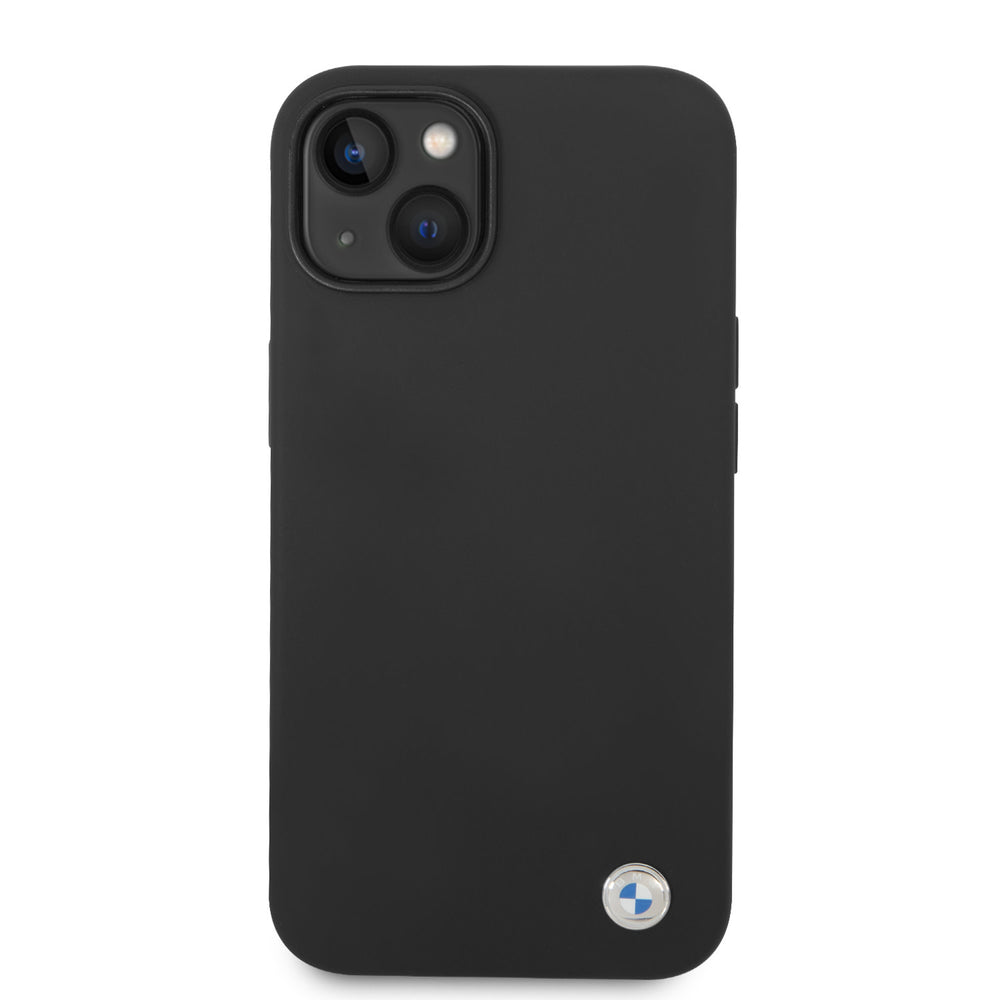 BMW iPhone 14 & 13 Silicone Backcover - Metal Logo - Zwart-Hoesjes-Ilumina Benelux