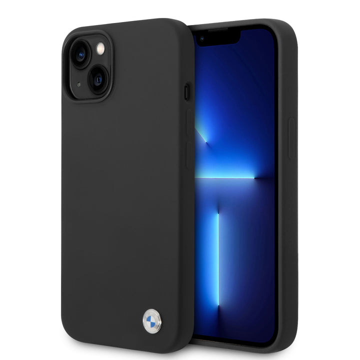 BMW iPhone 14 & 13 Silicone Backcover - Metal Logo - Zwart-Hoesjes-Ilumina Benelux