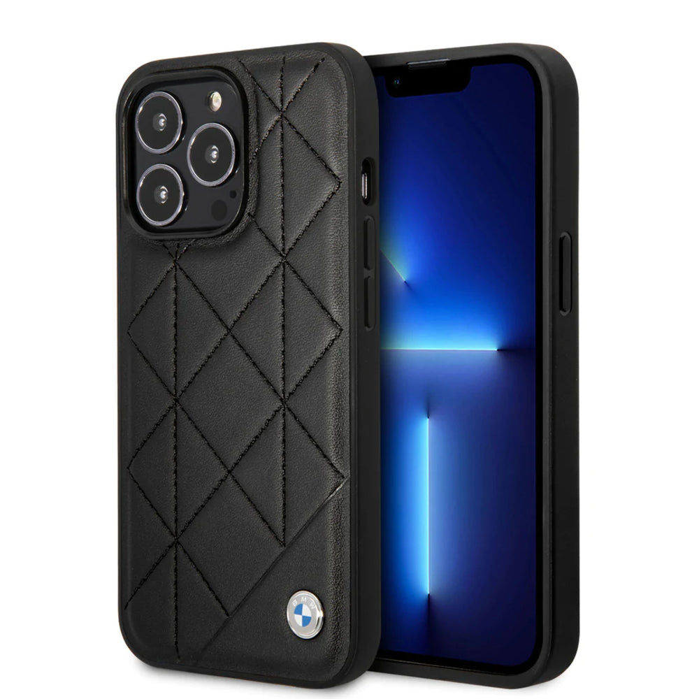 BMW iPhone 14 & 15 Plus Hardcase Backcover - Quilted - Zwart-Hoesjes-Ilumina Benelux