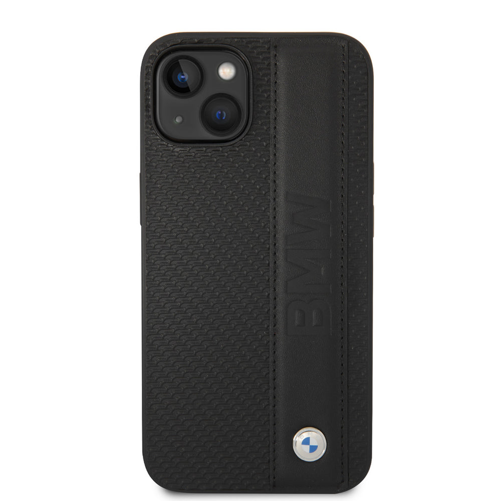 BMW iPhone 14 & 15 Plus Hardcase Backcover - Textured & Logo Stripe - Zwart-Hoesjes-Ilumina Benelux