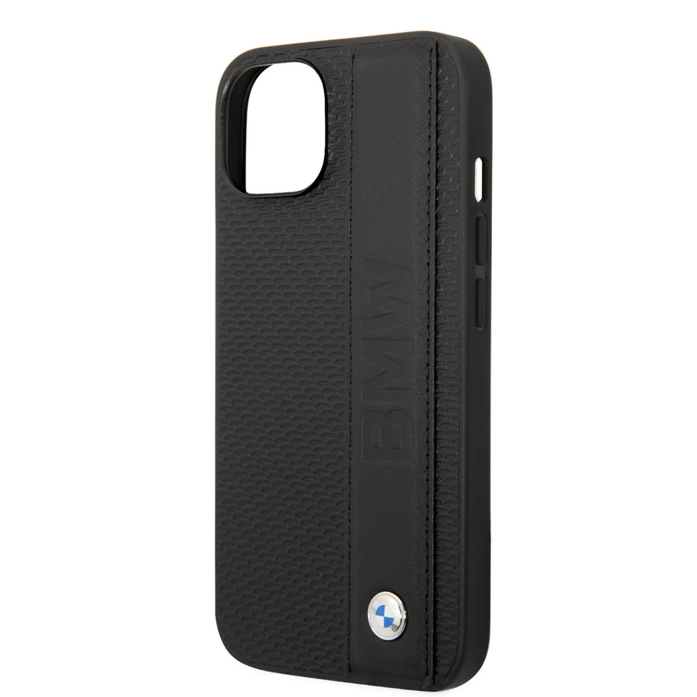 BMW iPhone 14 & 15 Plus Hardcase Backcover - Textured & Logo Stripe - Zwart-Hoesjes-Ilumina Benelux