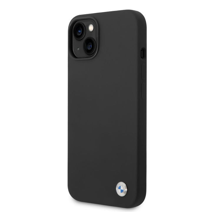 BMW iPhone 14 & 15 Plus Silicone Backcover - Metal Logo - Zwart-Hoesjes-Ilumina Benelux