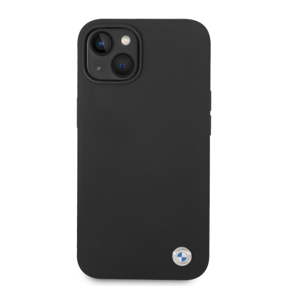 BMW iPhone 14 & 15 Plus Silicone Backcover - Metal Logo - Zwart-Hoesjes-Ilumina Benelux