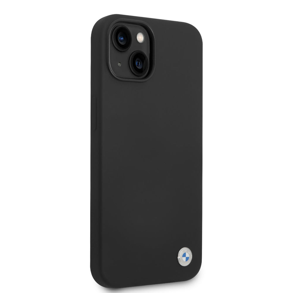 BMW iPhone 14 & 15 Plus Silicone Backcover - Metal Logo - Zwart-Hoesjes-Ilumina Benelux