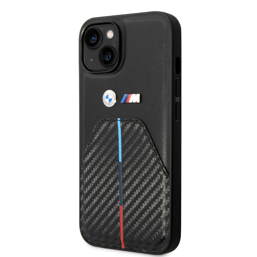 BMW iPhone 14 Plus & 15 Plus Backcover hoesje - Carbon Tricolor Pattern - Zwart-Hoesjes-Ilumina Benelux
