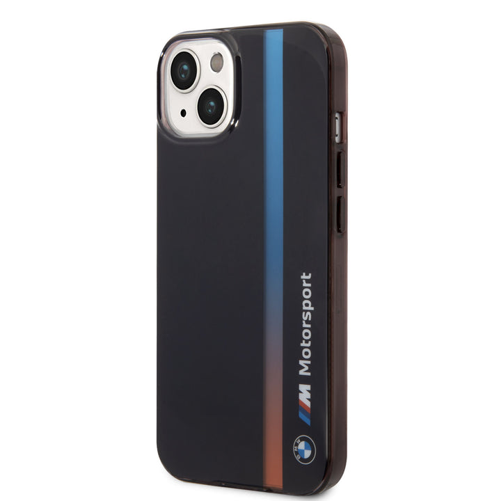 BMW iPhone 14 Plus & 15 Plus Backcover hoesje - IML - Fading Tricolor Stripe - Zwart-Hoesjes-Ilumina Benelux