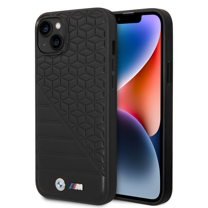 BMW iPhone 14 Plus & 15 Plus Backcover hoesje - M Collection - Hot Stamp & BI Pattern - Zwart-Hoesjes-Ilumina Benelux