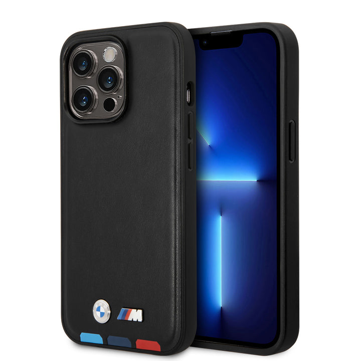 BMW iPhone 14 Pro Backcover hoesje - Hot Stamp Tricolor - Zwart-Hoesjes-Ilumina Benelux