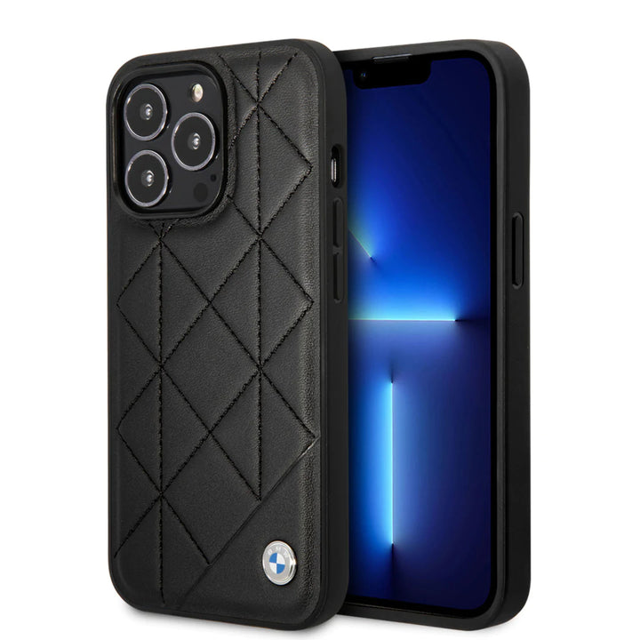 BMW iPhone 14 Pro Hardcase Backcover - Quilted - Zwart-Hoesjes-Ilumina Benelux