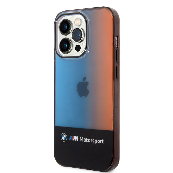 BMW iPhone 14 Pro Max Backcover hoesje - IML - Fading Tricolor - Zwart-Hoesjes-Ilumina Benelux