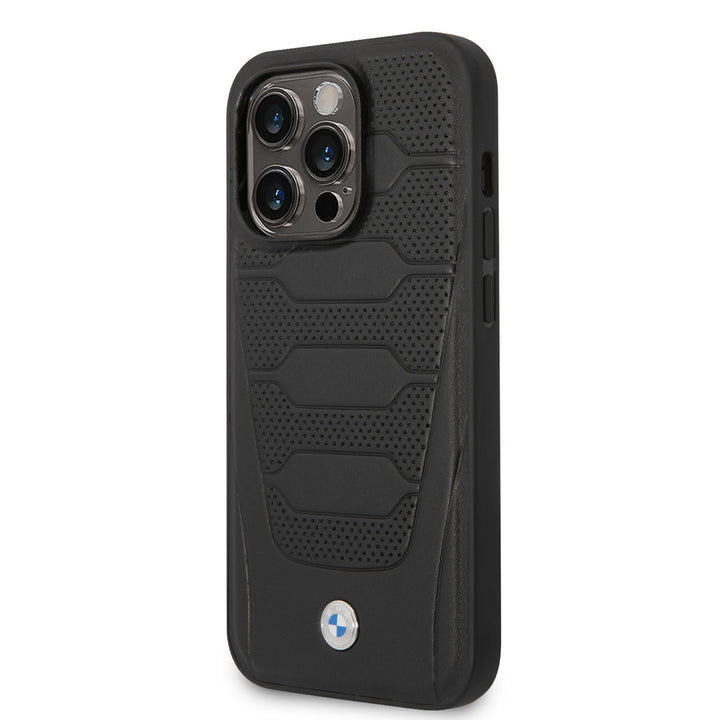 BMW iPhone 14 Pro Max Backcover hoesje - Leather Signature - Perforated Seats Design - Zwart-Hoesjes-Ilumina Benelux