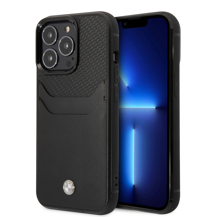 BMW iPhone 14 Pro Max Hardcase Backcover - Card holder - Zwart-Hoesjes-Ilumina Benelux