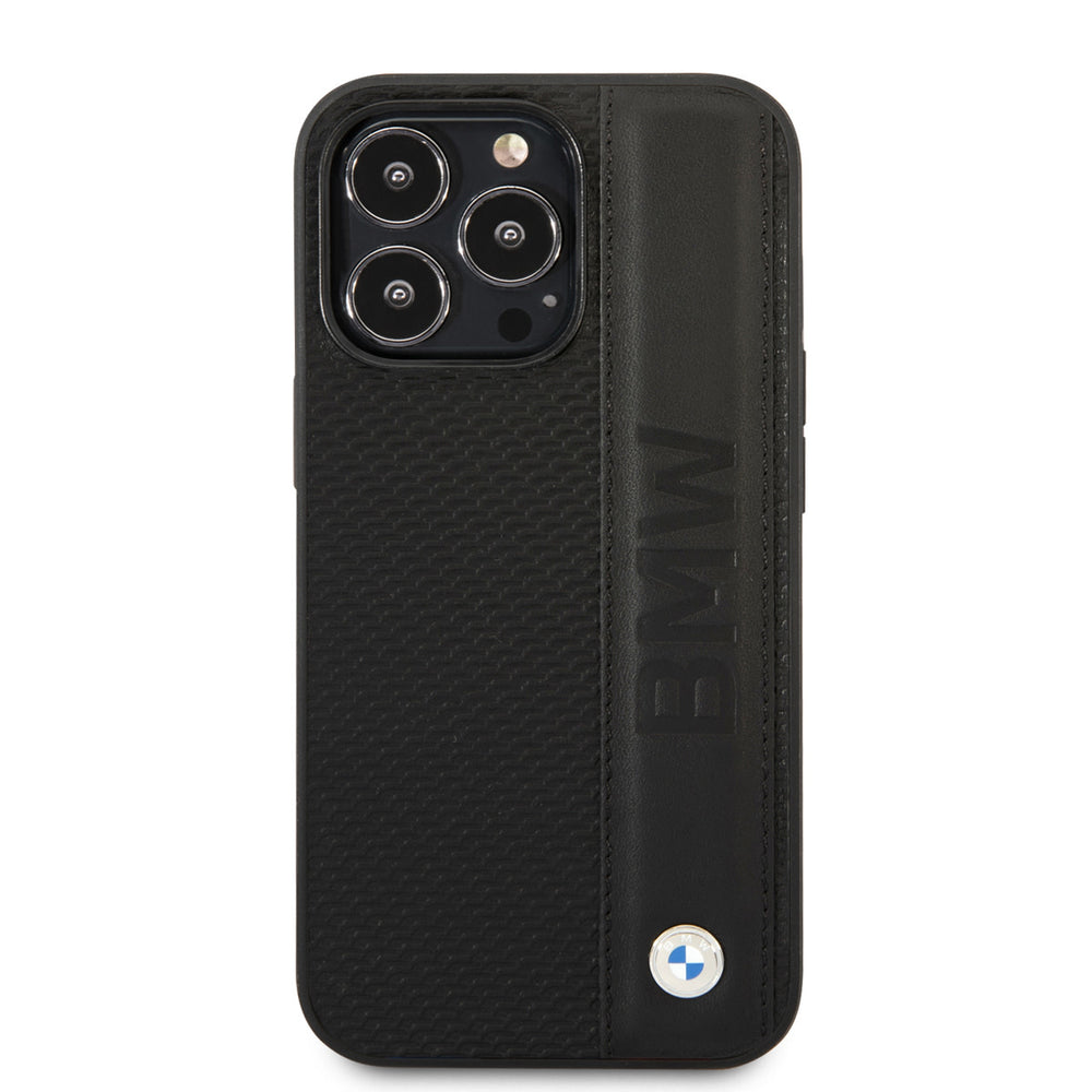 BMW iPhone 14 Pro Max Hardcase Backcover - Textured & Logo Stripe - Zwart-Hoesjes-Ilumina Benelux