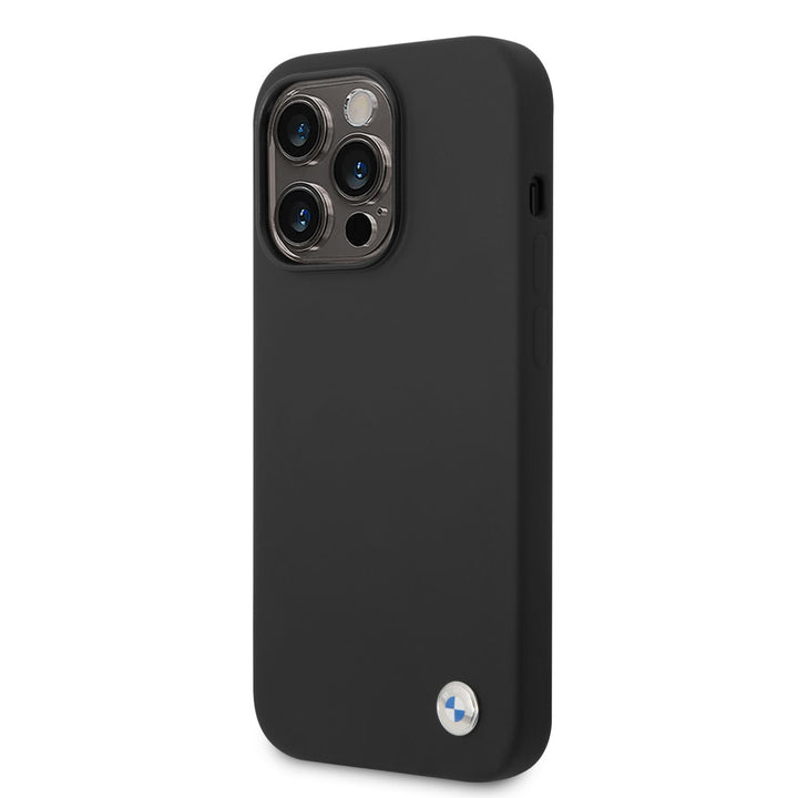 BMW iPhone 14 Pro Max Silicone Backcover - Metal Logo - Zwart-Hoesjes-Ilumina Benelux