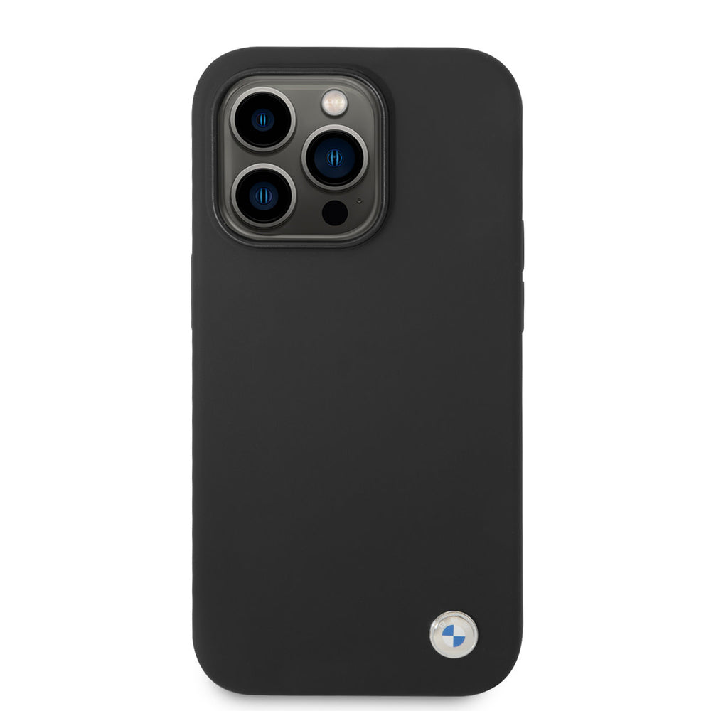 BMW iPhone 14 Pro Max Silicone Backcover - Metal Logo - Zwart-Hoesjes-Ilumina Benelux