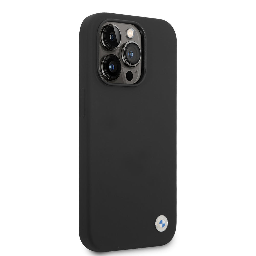 BMW iPhone 14 Pro Max Silicone Backcover - Metal Logo - Zwart-Hoesjes-Ilumina Benelux
