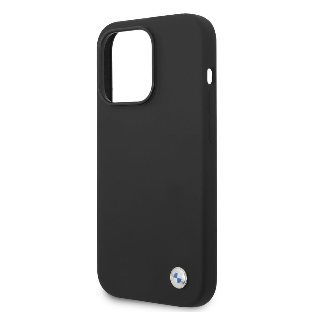 BMW iPhone 14 Pro Max Silicone Backcover - Metal Logo - Zwart-Hoesjes-Ilumina Benelux
