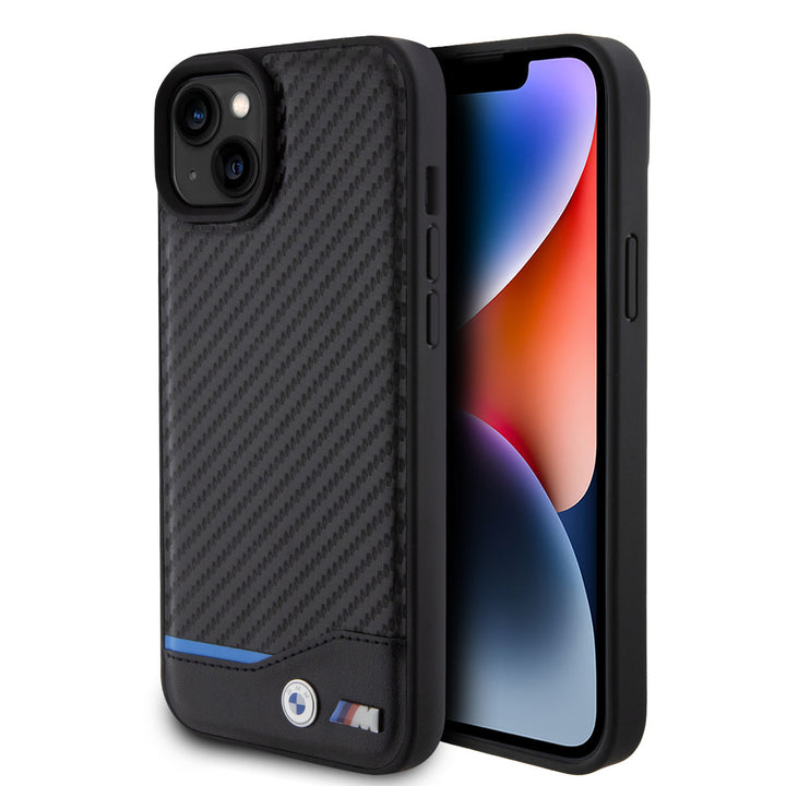 BMW iPhone 15 & 14 Plus Hardcase hoesje - Carbon - Zwart-Hoesjes-Ilumina Benelux