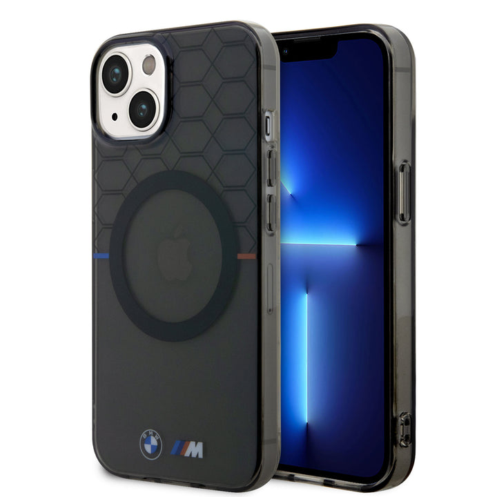 BMW iPhone 15 Plus & 14 Plus Backcover hoesje - Magsafe - M Pattern - Grijs-Hoesjes-Ilumina Benelux