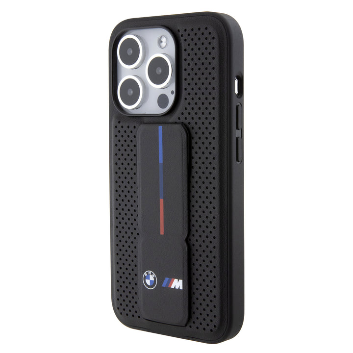 BMW iPhone 15 Pro Back Cover hoesje - Gripstand - Carbon Print - Zwart-Hoesjes-Ilumina Benelux