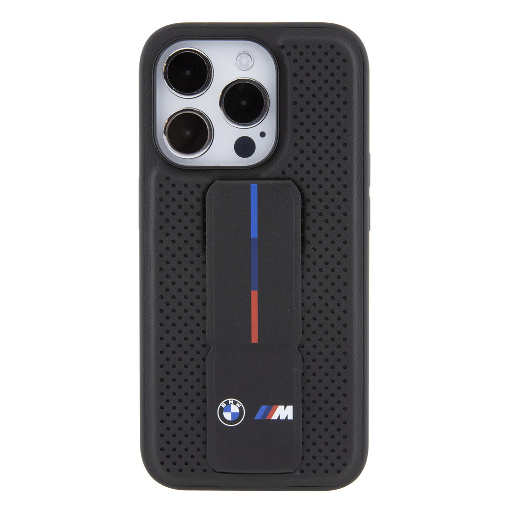 BMW iPhone 15 Pro Back Cover hoesje - Gripstand - Carbon Print - Zwart-Hoesjes-Ilumina Benelux