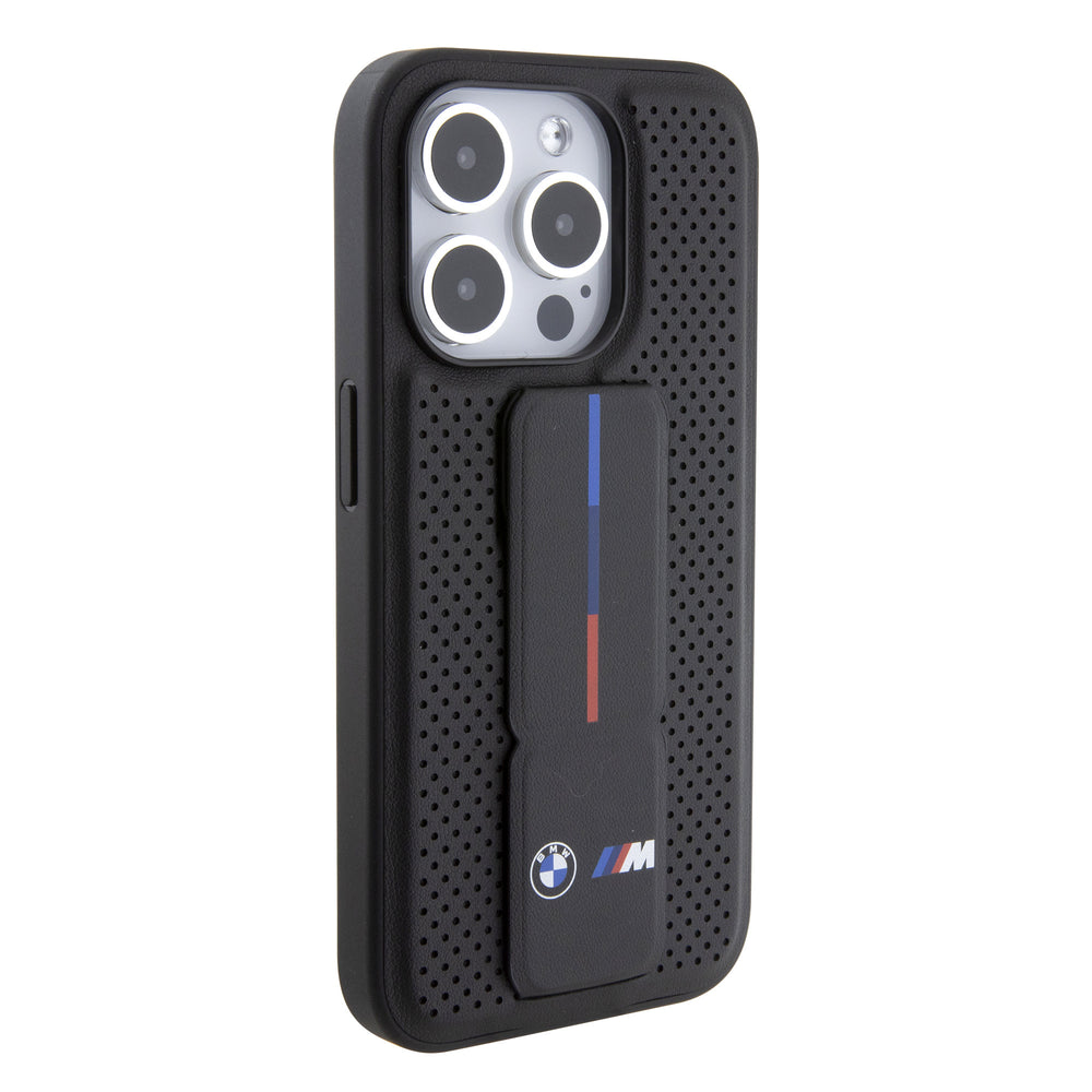 BMW iPhone 15 Pro Back Cover hoesje - Gripstand - Carbon Print - Zwart-Hoesjes-Ilumina Benelux