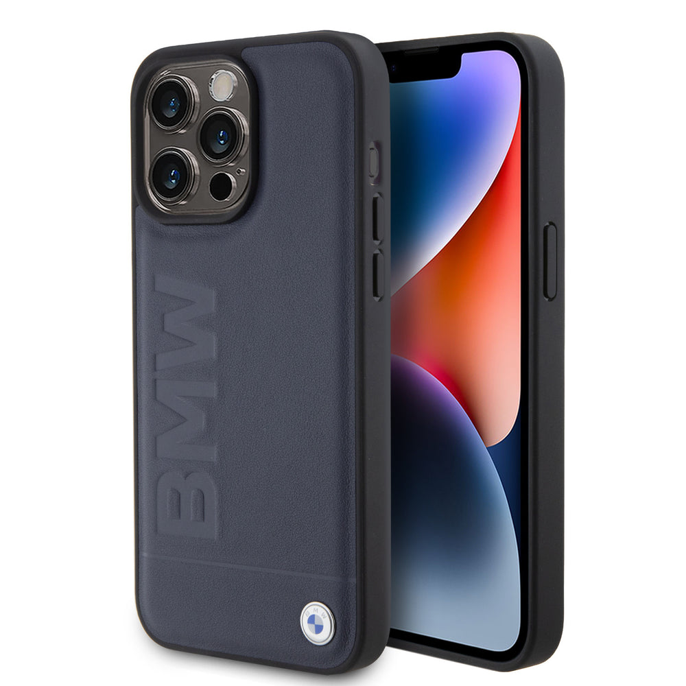 BMW iPhone 15 Pro Backcover hoesje - Hot Stamp Pattern - Navy-Hoesjes-Ilumina Benelux