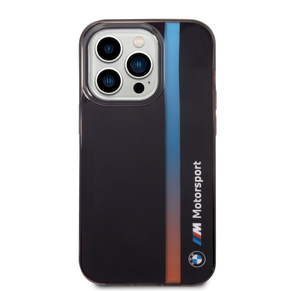 BMW iPhone 15 Pro Backcover hoesje - IML Tricolor Stripe - Zwart-Hoesjes-Ilumina Benelux
