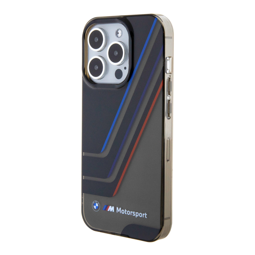 BMW iPhone 15 Pro Backcover hoesje - IML - Tricolor Stripes - Translucent Zones - Zwart-Hoesjes-Ilumina Benelux