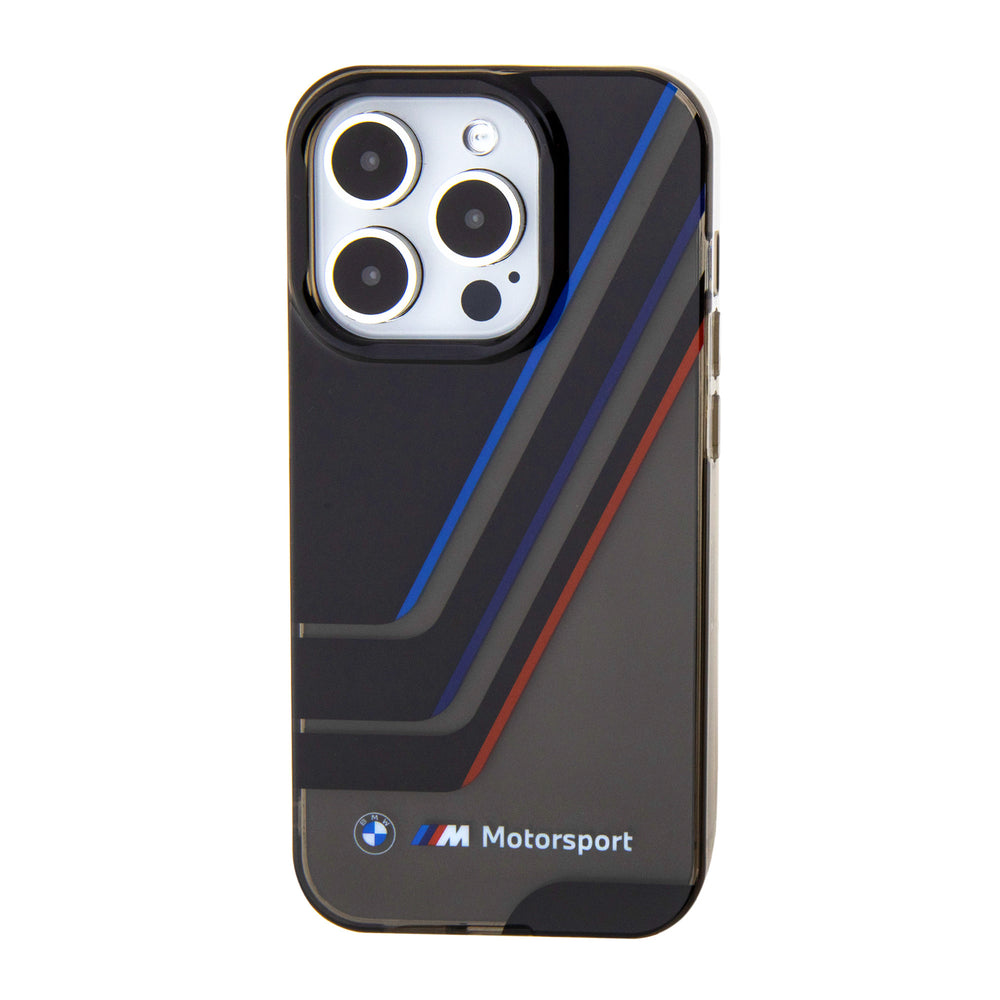BMW iPhone 15 Pro Backcover hoesje - IML - Tricolor Stripes - Translucent Zones - Zwart-Hoesjes-Ilumina Benelux