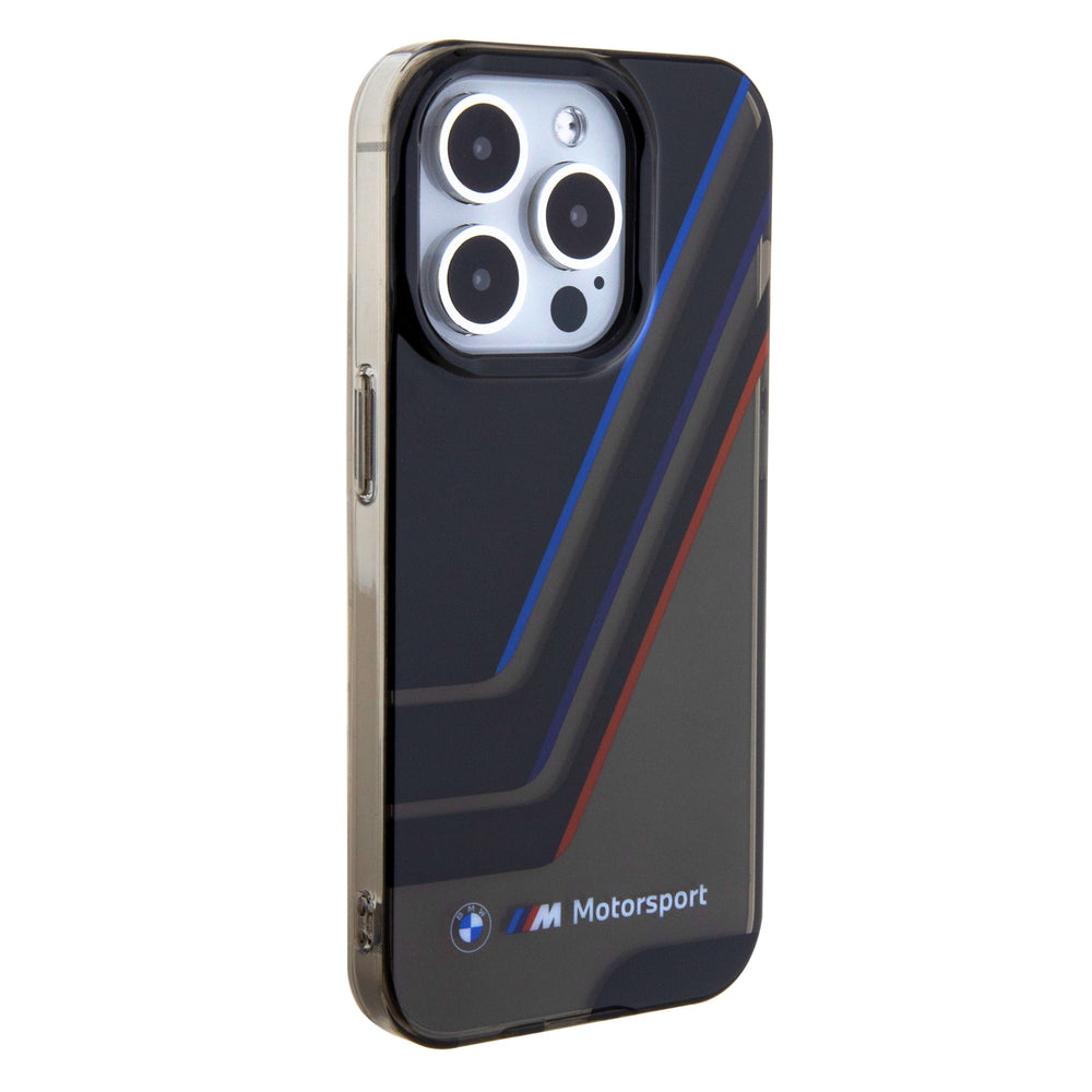 BMW iPhone 15 Pro Backcover hoesje - IML - Tricolor Stripes - Translucent Zones - Zwart-Hoesjes-Ilumina Benelux