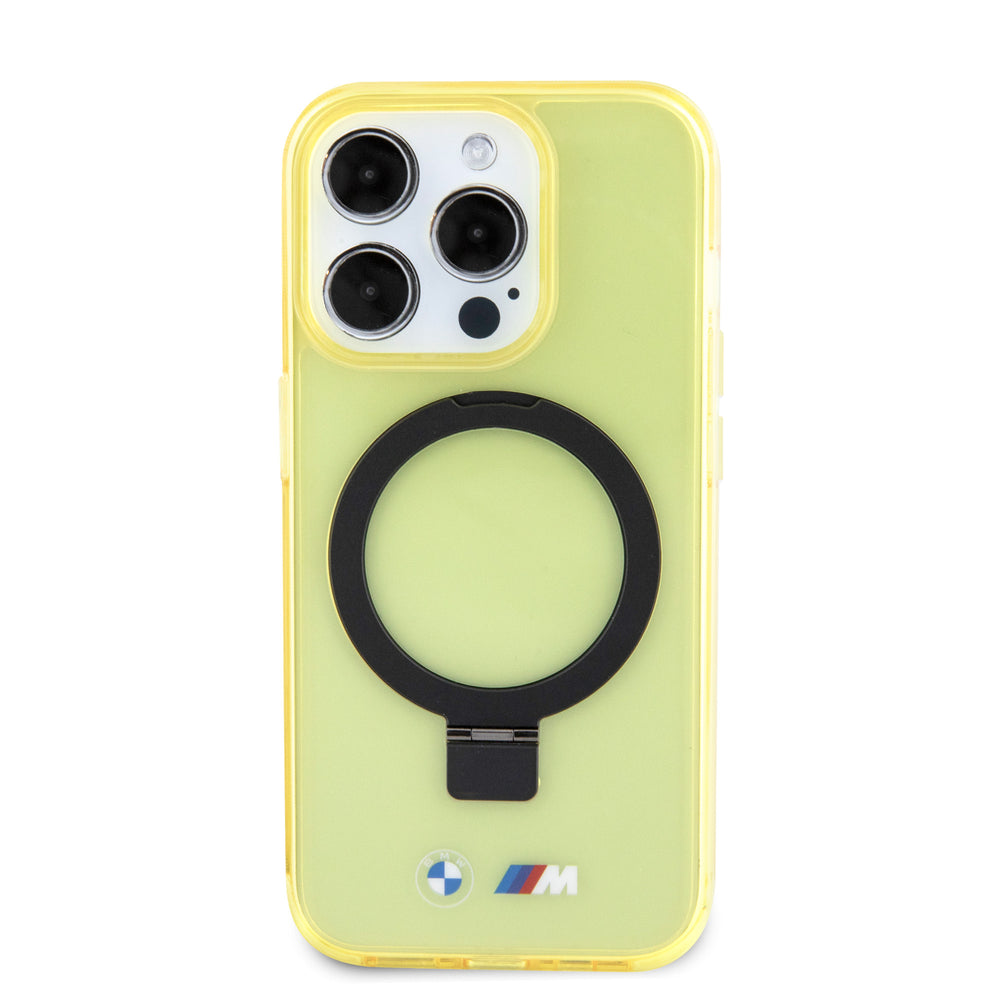 BMW iPhone 15 Pro Backcover hoesje - Magsafe - IML Ring Stand - Geel-Hoesjes-Ilumina Benelux