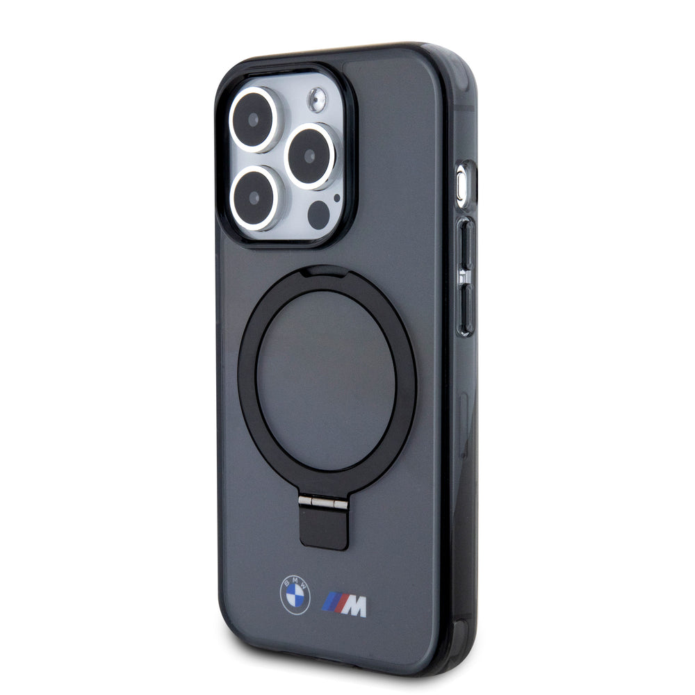 BMW iPhone 15 Pro Backcover hoesje - Magsafe - IML Ring Stand - Zwart-Hoesjes-Ilumina Benelux