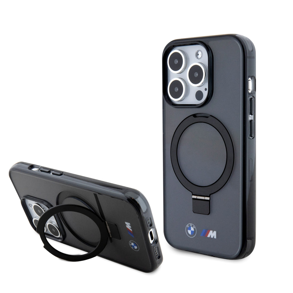 BMW iPhone 15 Pro Backcover hoesje - Magsafe - IML Ring Stand - Zwart-Hoesjes-Ilumina Benelux
