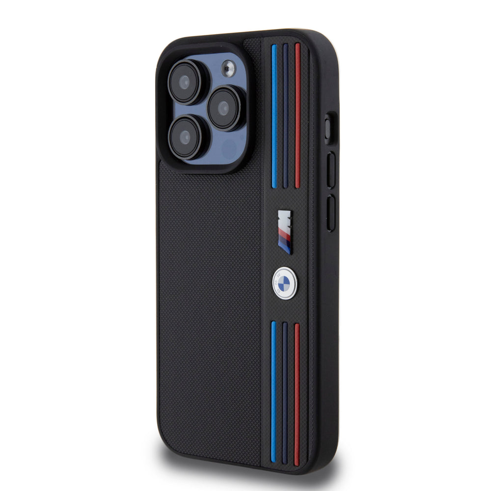 BMW iPhone 15 Pro Backcover hoesje - Mesh Tricolor Pattern - Zwart-Hoesjes-Ilumina Benelux